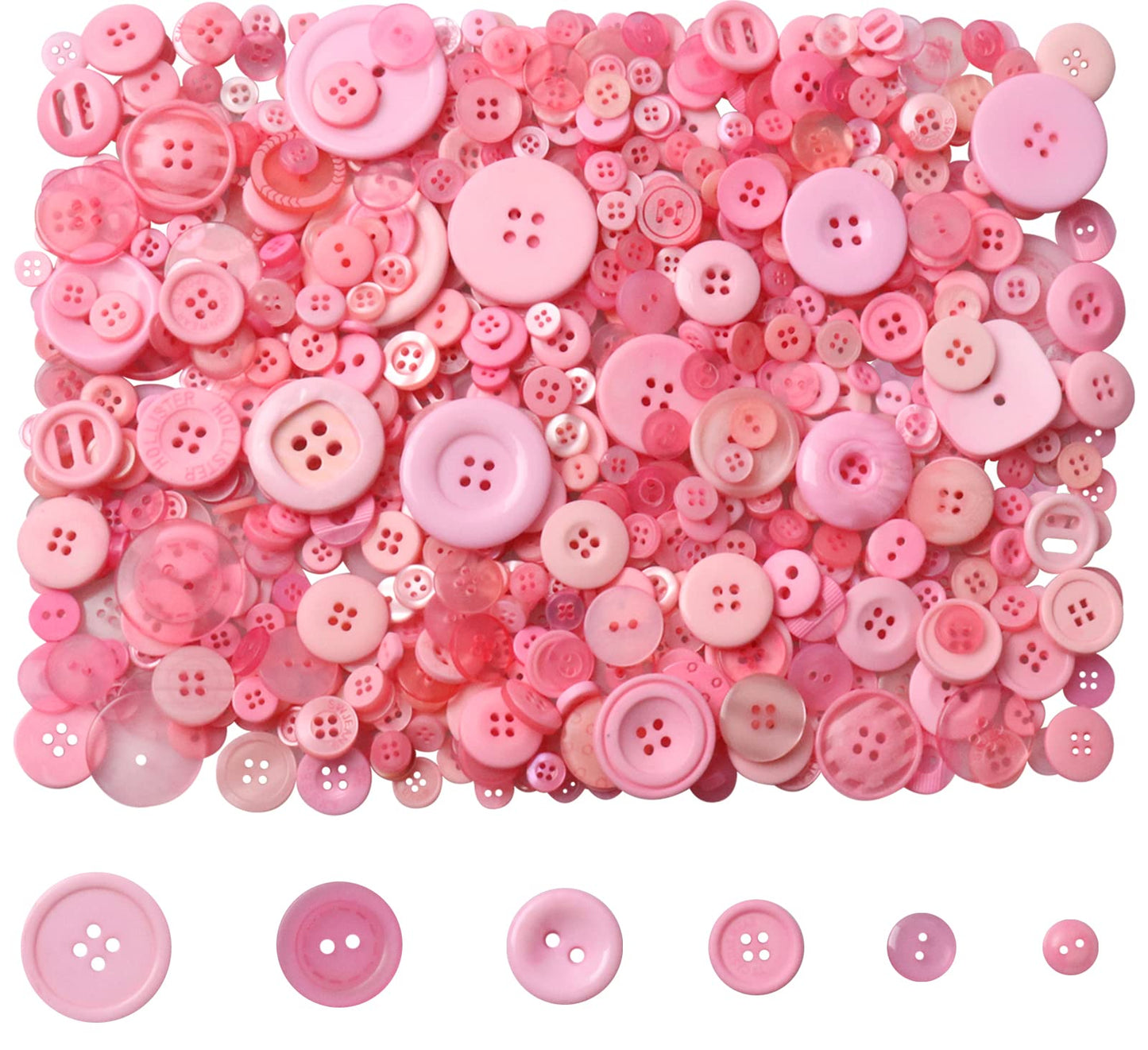 Tnstk 650 Pcs Buttons Round Resin Buttons 2 and 4 Holes Assorted Buttons for Sewing Crafts DIY Projects Button Painting Craft Buttons (Pink)