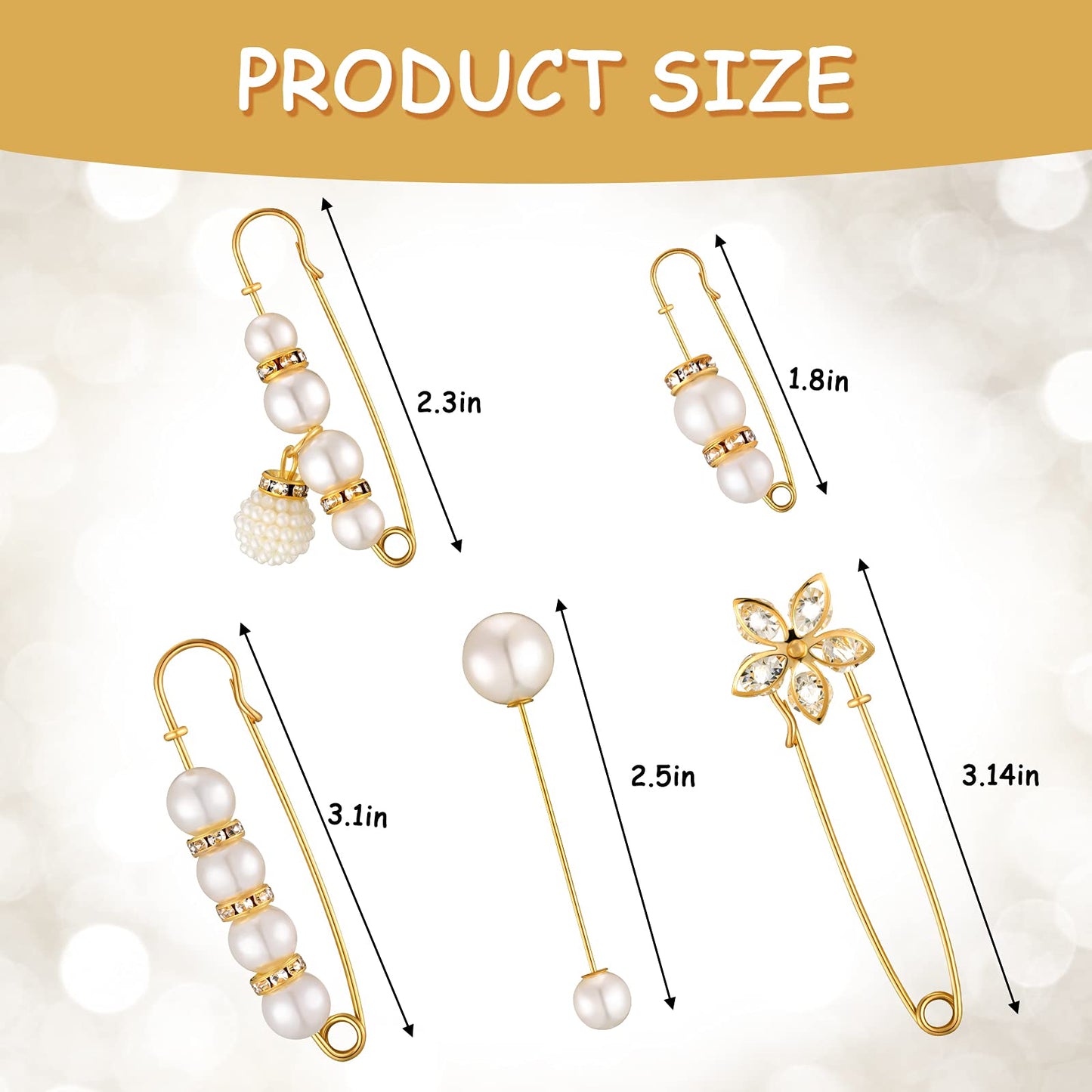 15 Pieces Sweater Clips for Cardigans Heavy Duty Safety Pins Fancy Safety Pins Faux Pearl Brooch Pin Dress Clip Hat Shawl Clips Decorative Pins for Cardigans Women Girls Dressing Cloth Accessories