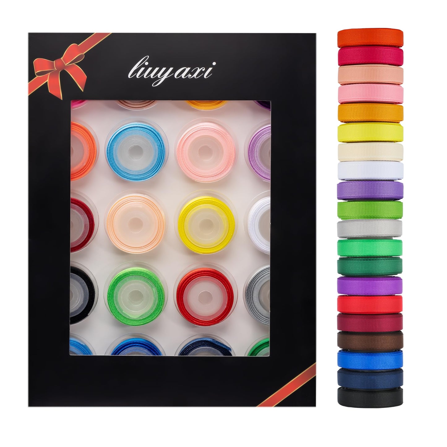 100 Yards Solid Grosgrain Ribbon, 3/8" X 5 Yard/Roll, 20 Colors Rainbow Multicolor Fabric Ribbons Roll Perfect for Crafts Gifts Wrapping Flower Bouquet Hair Bows & Other Projects