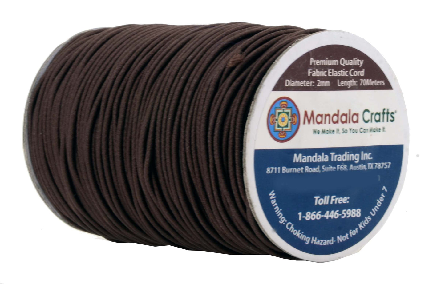 Mandala Crafts 2mm Brown Elastic Cord for Jewelry Making - 76 Yds Stretchy Cord Round Elastic Strings for Bracelets Making String - Stretchy String for Crafts Beading