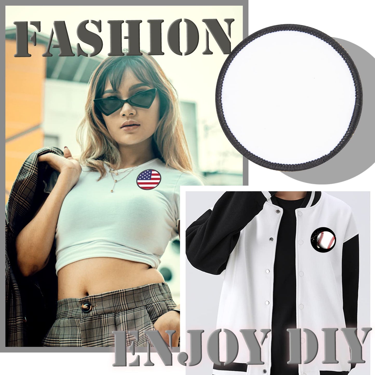 30 PCs Sublimation Patches - Iron On Blank Patches for DIY Crafts Hats Caps Backpack Uniforms (Round / 30PCs)