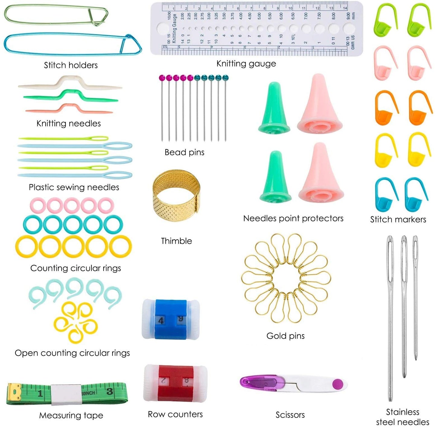 ELINKA Crochet Needles Set 102 Pcs,Crochet Hooks Kit with Storage Case,Ergonomic Knitting Needles Blunt Needles Stitch Marker DIY Hand Knitting Craft Art Tools for Beginners