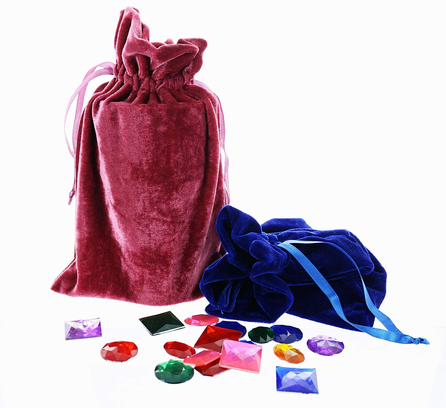 Velvet Tarot Rune Bag Bundle of 6: Moss Green, Royal Blue, Purple, Wine, Ross, Black 6" x 9" - Velvet Bag for Christmas Gifts Jewel, Watch and Small Items.