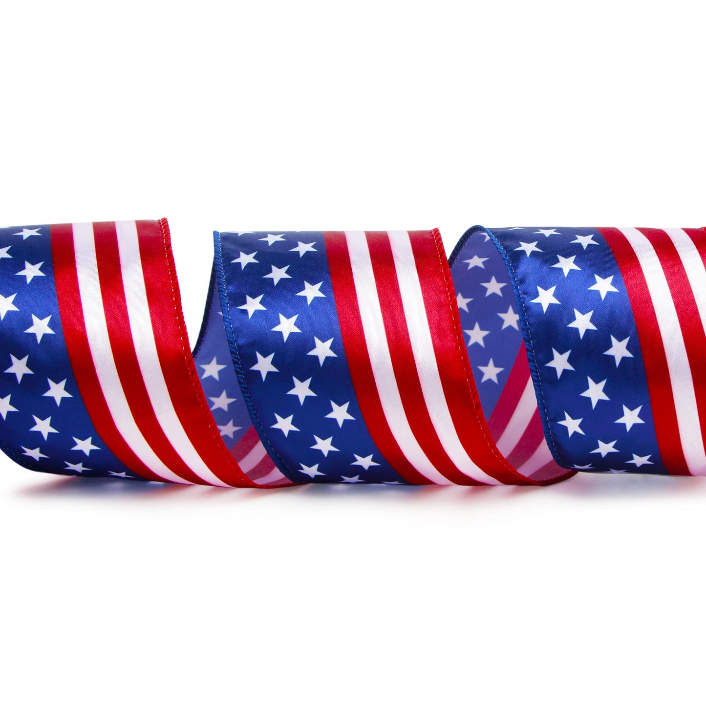 Ribbli Patriotic Stars and Stripes Wired Satin Ribbon,American Flag Ribbon 2-1/2 Inch x Continuous 10 Yard,Red/White/Blue,4th of July Ribbon for Big Bow,Wreath,Tree Decoration