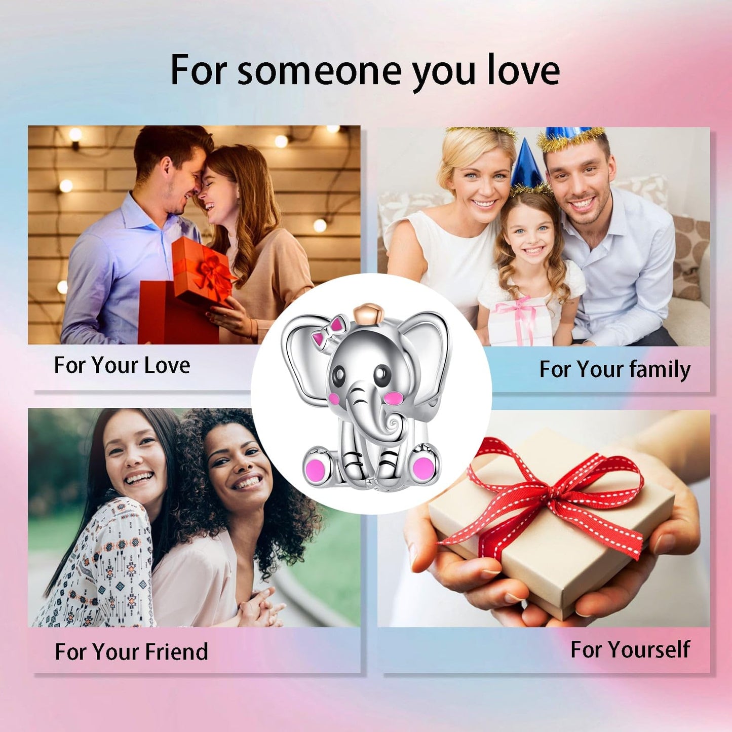 Alstade Cute Elephant Charm 925 Sterling Silver Charms fits Bracelets and Necklace Pendant Bead Charms Jewelry Present for Women Family Friends
