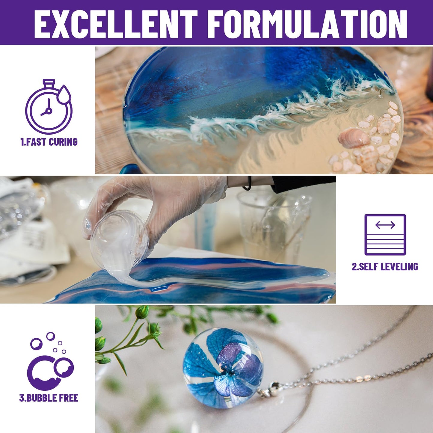 Bond Craftor Epoxy Resin Kit 16OZ, Clear Crystal Resina Epoxica Food Safe, Casting Resin for Art Craft, Jewelry Making, DIY