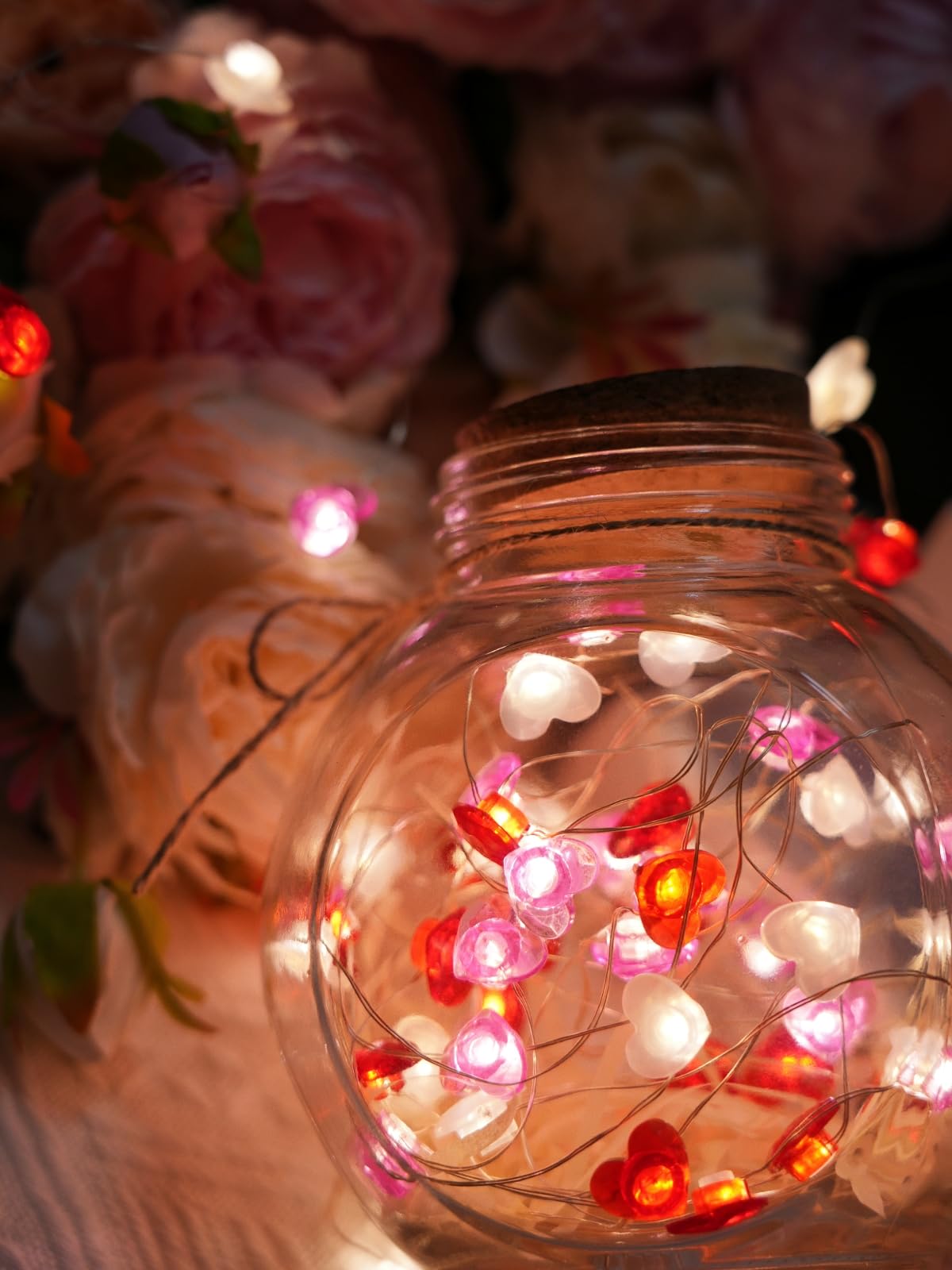 Valentine's Day Decorations Heart String Lights 10FT 30 LED Battery Powered, Heart Fairy Lights Romantic Decor for Home Bedroom Gift Party Christmas