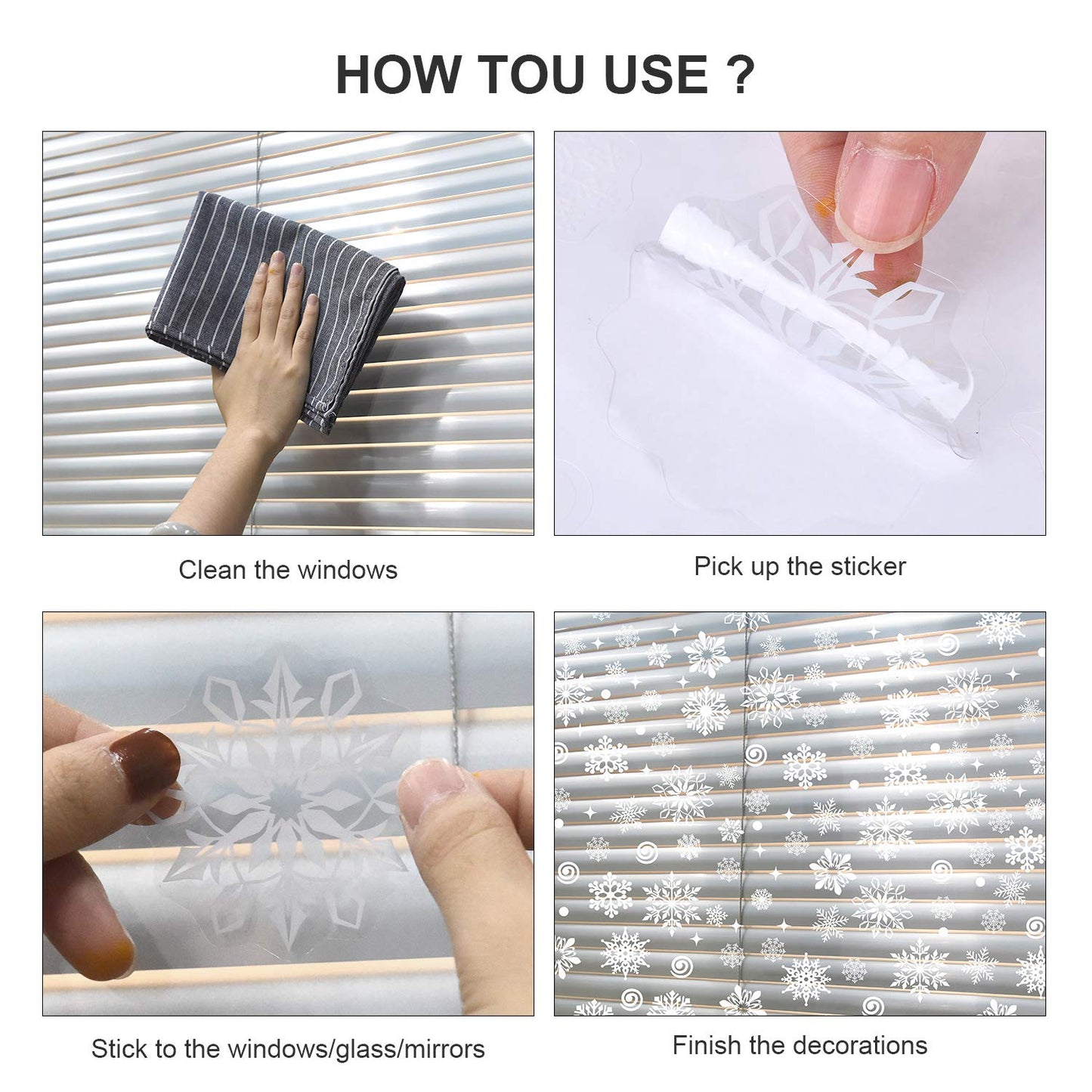 570 Pieces Snowflake Window Clings Winter Window Clings Christmas Snowflake Decal Stickers Decorations for Christmas Theme Party New Year Supplies, 12 Sheets(White)