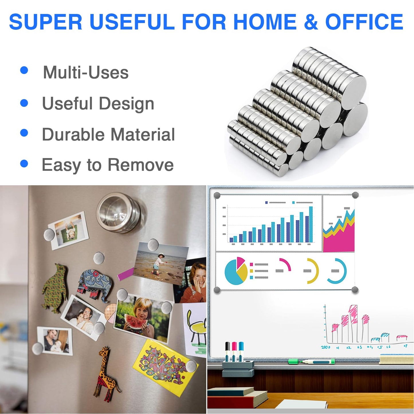 DIYMAG 100Pcs 5 Different Sizes Small Refrigerator Magnets, Tiny Round Disc Fridge Magnets for Office, Hobbies, Crafts, Whiteboard, Dry Erase Board and Push Pins