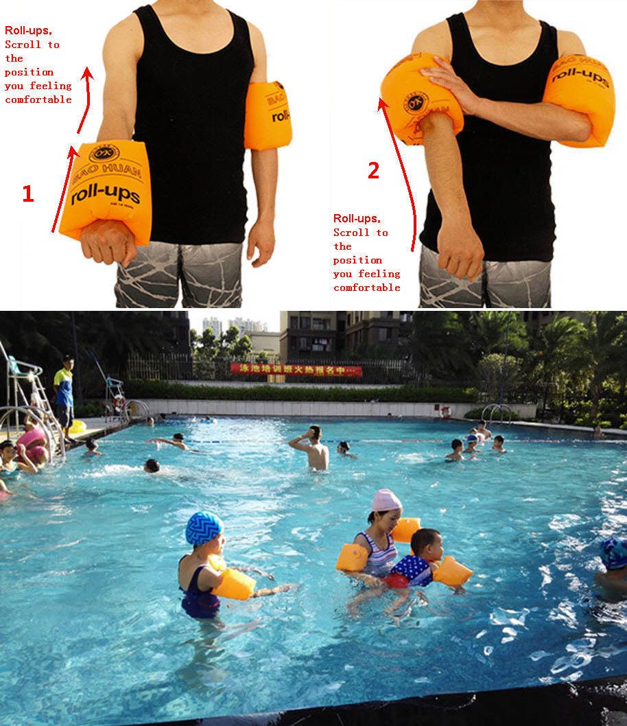 Topsung Inflatable Arm Bands Swim Floatation Water Wings Swimming Arm Ring Floatie for Kids and Adults