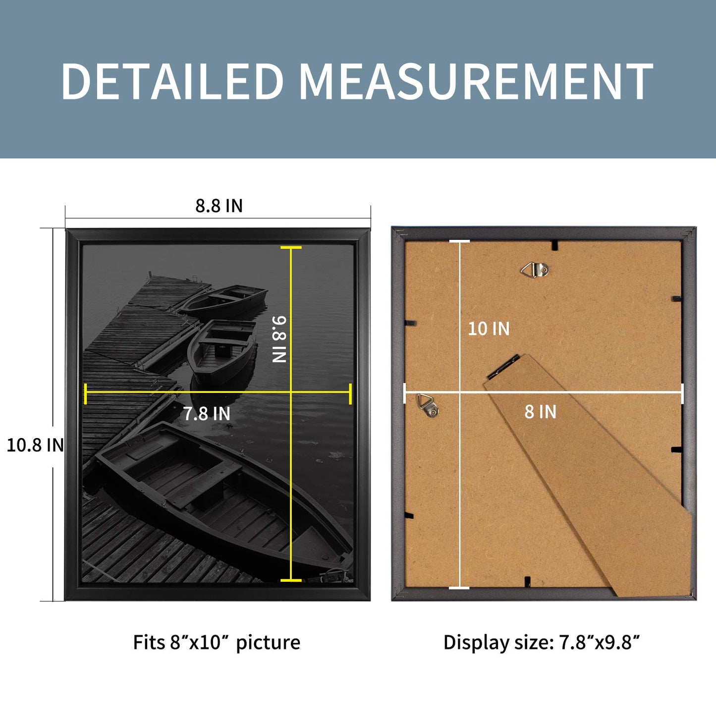 Giverny 8x10 Picture Frames, Black Photo Frames for Wall or Tabletop Display, Simple Design Glossy Finish Frame Perfect for Home Decoration, Office, Hotel and Various Ceremonies Praties