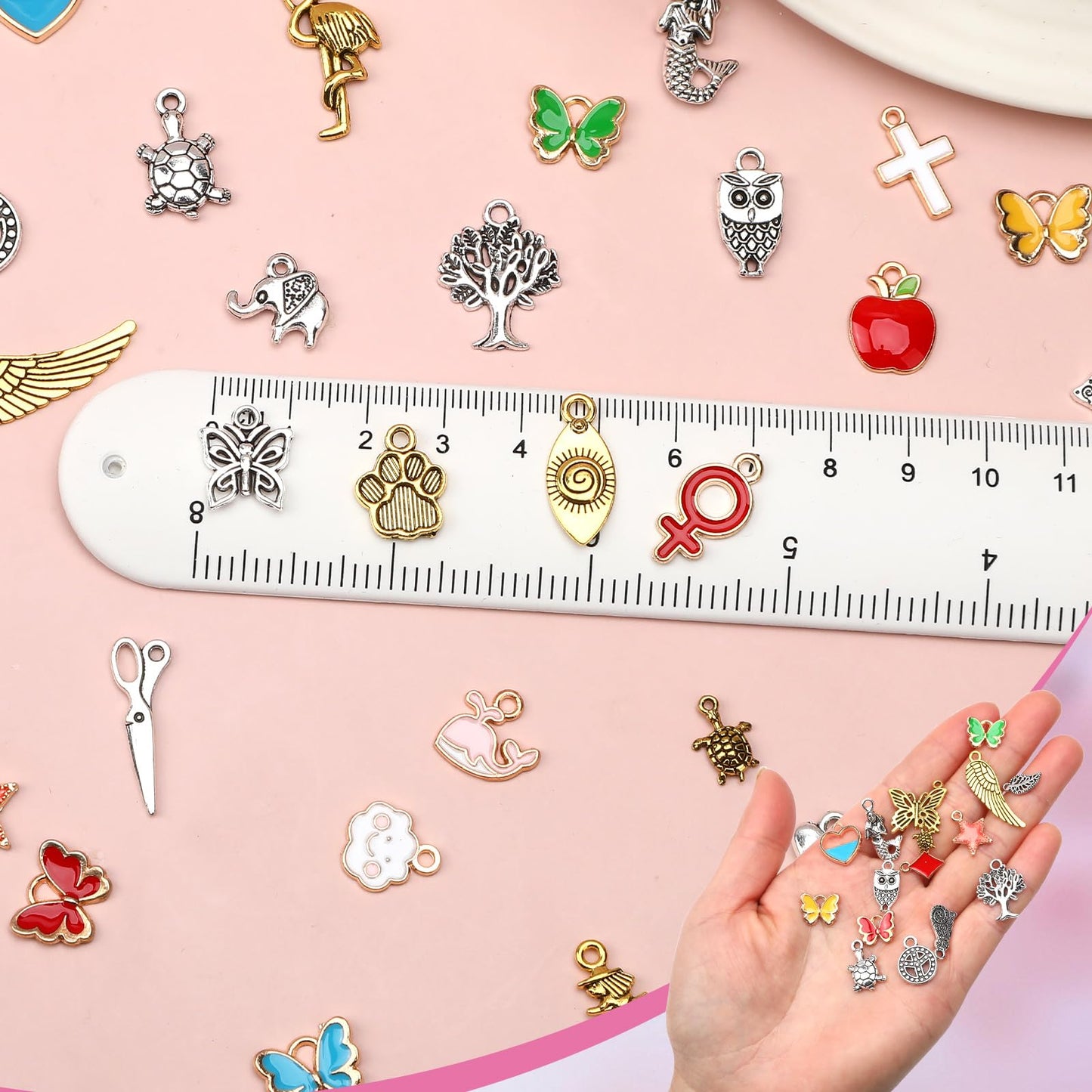 SANNIX 350Pcs Charm for Jewelry Making, Assorted Gold Enamel Charms, Mixed Bulk Antique Gold Tibetan Silver Jewelry Bangle Charm Pendants for Bracelet Necklaces Earrings Making Supplies