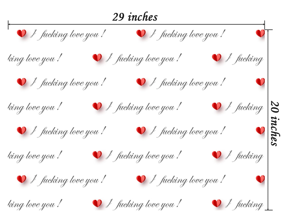 Cuitpan Funny Valentine's Day Wrapping Paper - I Fucking Love You Design for Anniversary,Wedding, Birthday, Party - 20 x 29 Inches, 6 Folded Sheets,Easy to Store