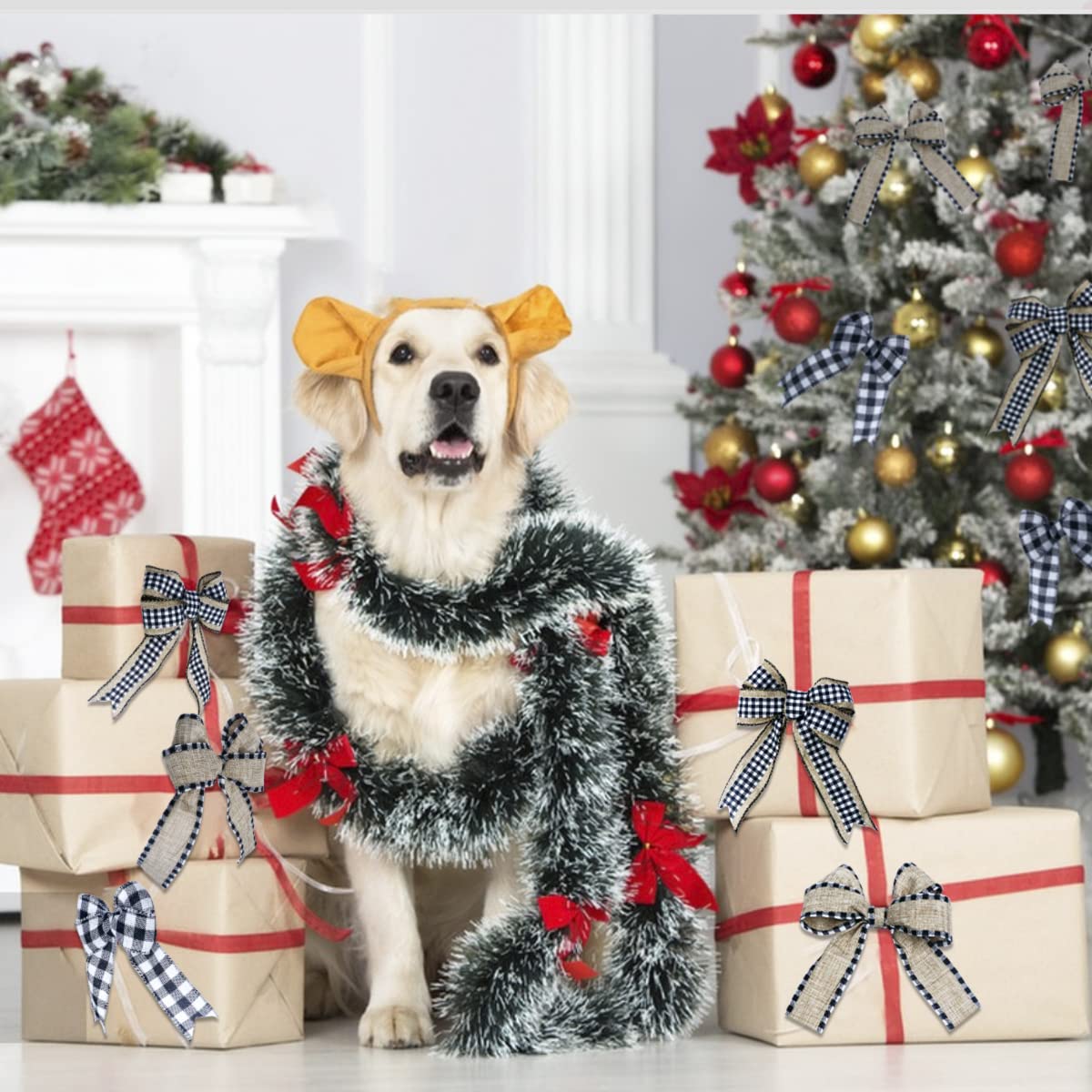 3 Rolls Christmas Buffalo Plaid Ribbon Wired Edge 9.9 Yard Plaid Burlap Ribbon Christmas Checked Burlap Ribbon for Christmas Tree Wrapping Crafts Decoration 1.5 inch Width(Black and White)