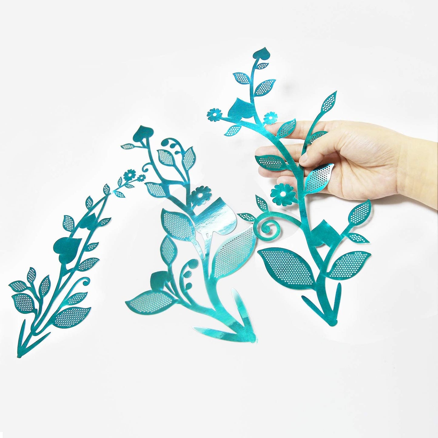 Cheerland Leaf Vine Garlands Teal Blue Hanging Leaves Banner Backdrop Wall Stickers Decorations for Birthday Anniversary Wedding Tea Party Supplies - Pack of 24