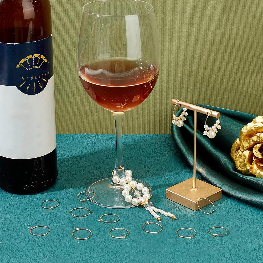 UNICRAFTALE 100pcs 20mm Hypoallergenic Stainless Steel Hoop Earring Golden Wine Glass Charm Rings 0.7mm Pin Earring Beading Hoop for Women Dangle Hoop Earrings Making