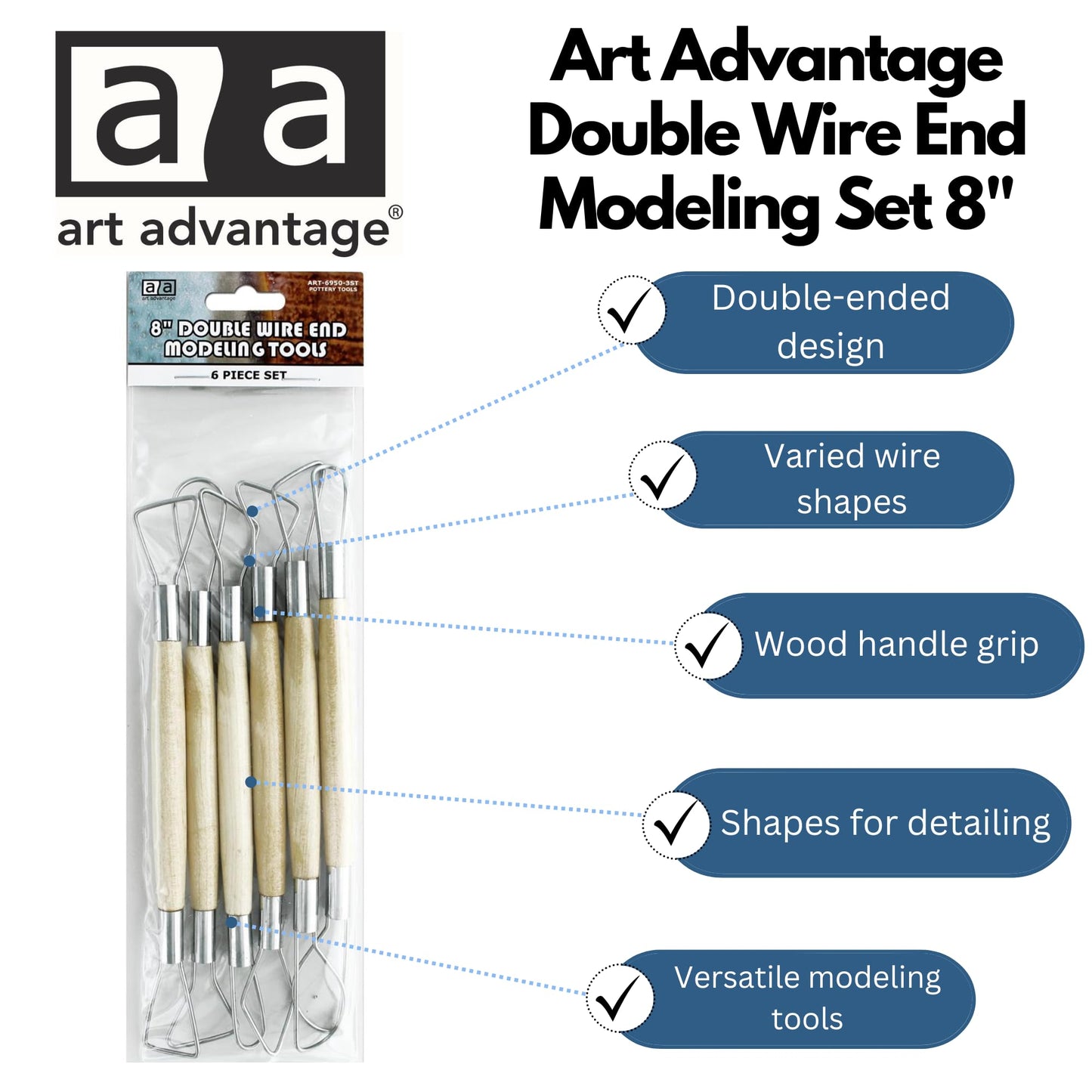 Art Advantage Double Wire End Modeling Tool Set 8"