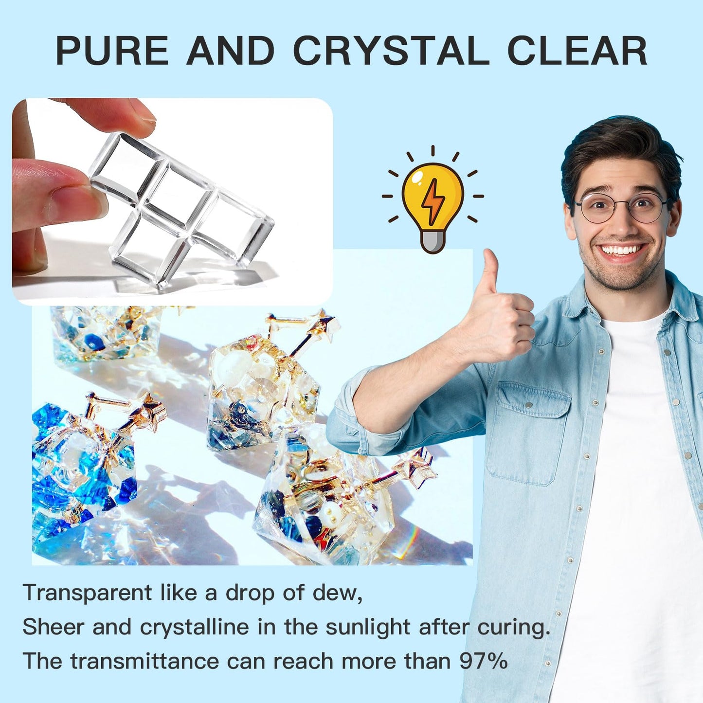 JDiction 200g UV Resin, New Formula Crystal Clear UV Resin Solar Cure Sunlight Activated Hard UV Resin Kit for Jewelry Making, Casting and Coating DIY Crafts