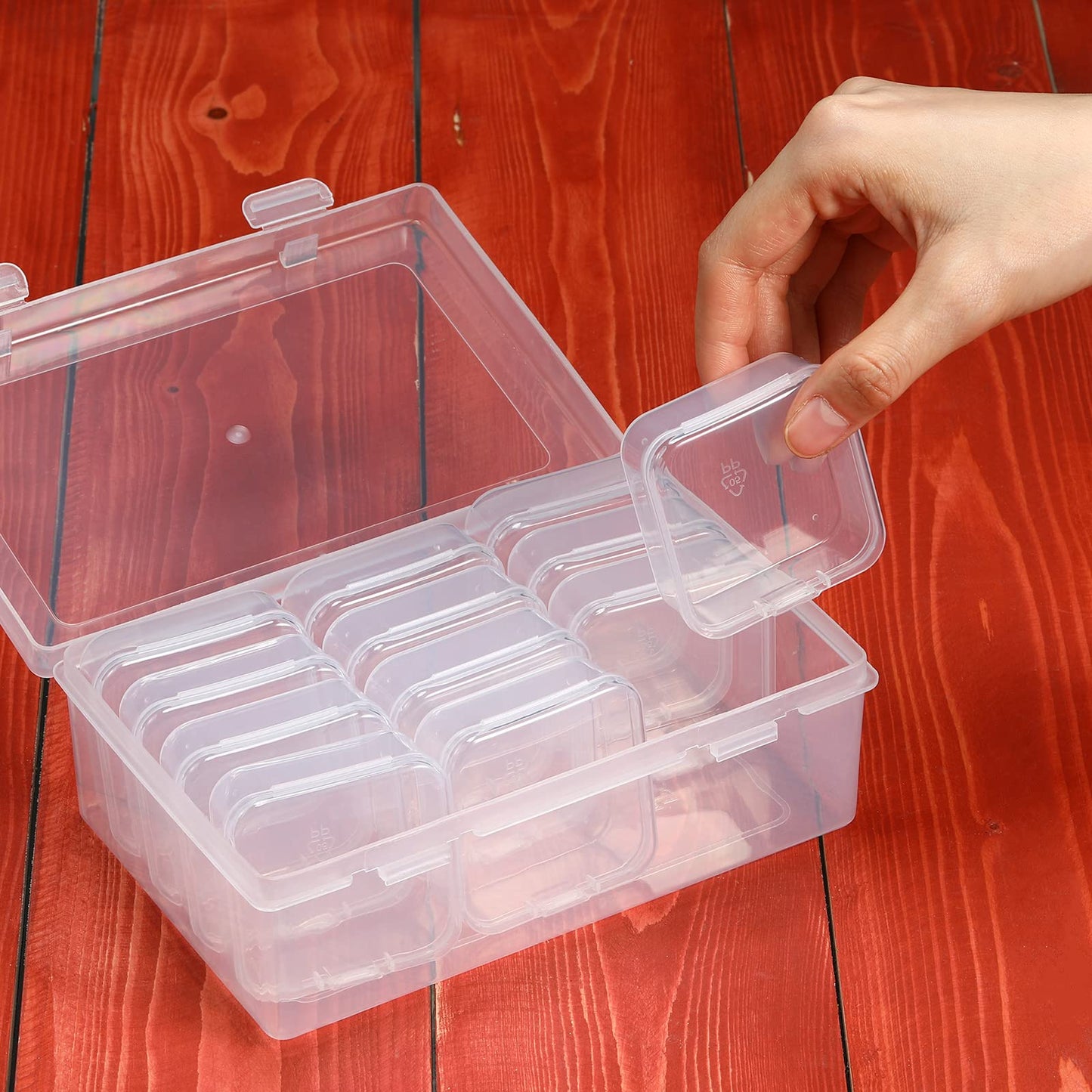 3 Sets Clear Plastic Storage Cases Small Beads Organizer Container Transparent Boxes with Hinged Lid for Small Items with Hinged Lid and Rectangle Clear Craft Supply Cases(2.12 x 2.12 x 0.79 Inches)
