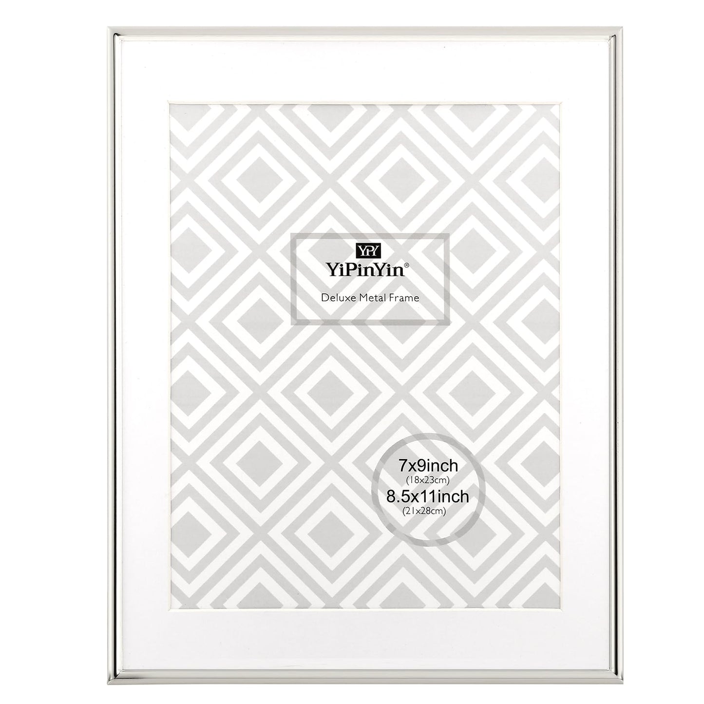 8.5x11'' Silver Metal Certificate Picture Frame with Mat for 7x9'' set of 2, Elegant Narrow Plated metal Ducoment Frames 8.5 x 11'' With Soft Touch Velvet Backing for Desktop