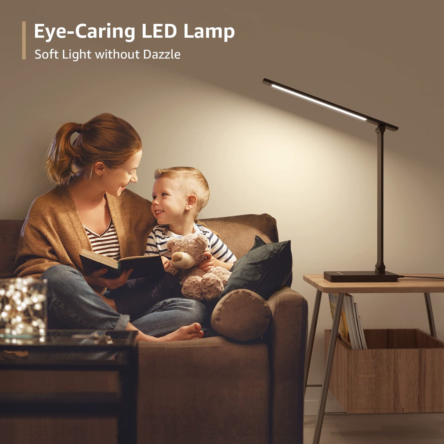Lepro LED Desk Lamp with USB Charging Port,650LM Dimmable Home Office Touch Control Reading Table Lamp,5 Color Modes with 5 Brightness,College Dorm Room Essentials, Eye Caring, Sewing, Crafting, Black