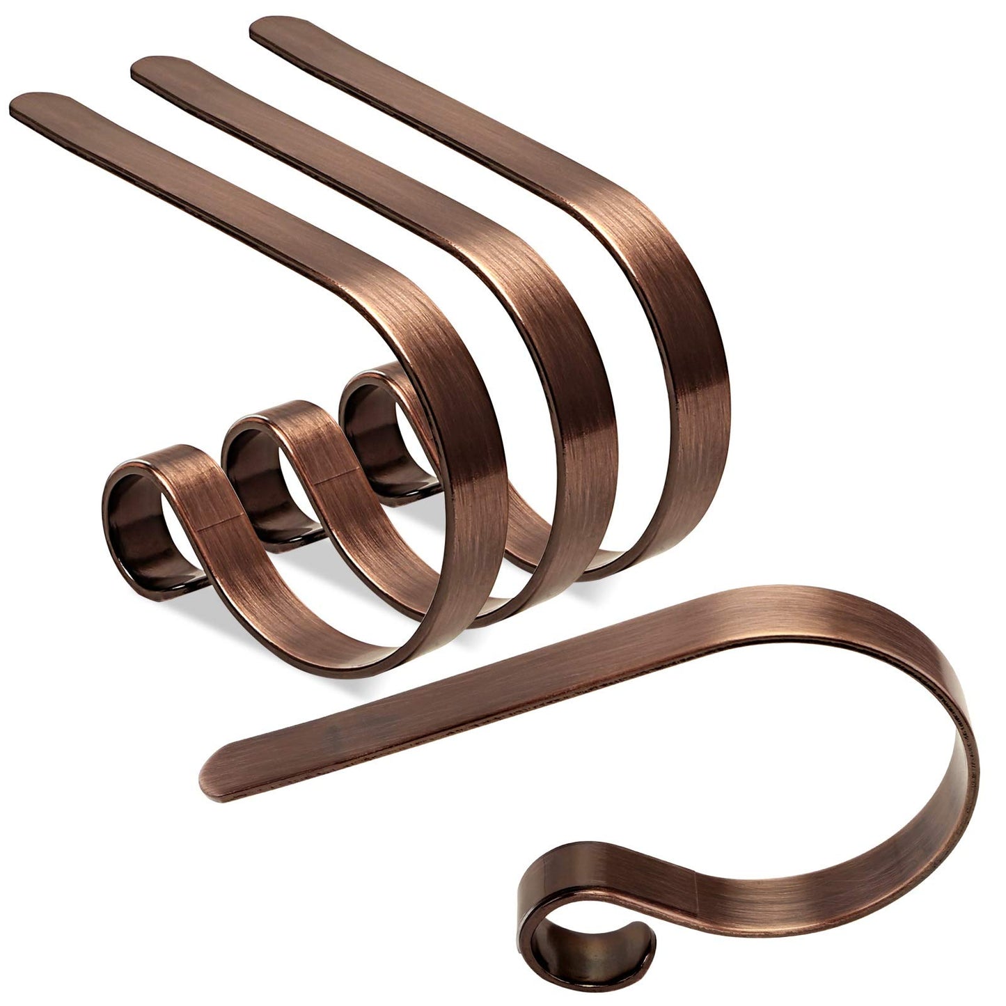 FINMOR Christmas Stocking Holders for Mantle Set 4,Lightweight Stocking Holder No-Slip Stocking Hangers for Mantel Fireplace,Adjustable Mantel Stocking Hooks