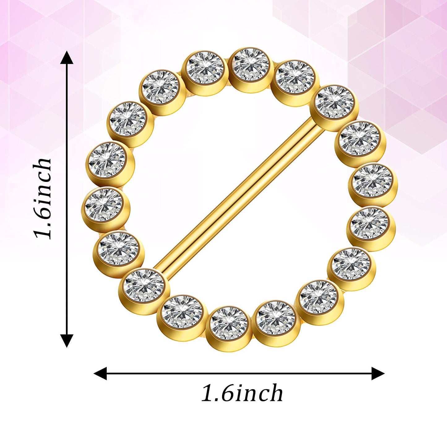 WILLBOND 10 Pieces Scarf Ring Clips Waist Buckle Clip T-Shirt Tie Pin for Women Bling Rhinestone Shirt Ties Pin for Women Fashion Metal Circle Buckle for Clothes Hat Belt Decor