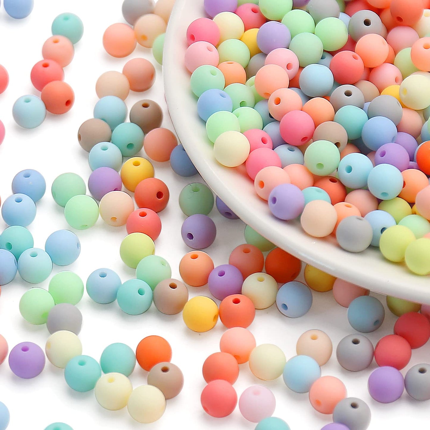 1000PCs 6MM Matte Mix Colors Acrylic Round Beads, Frosted Round Acrylic Balls Gumball Beads, Bubblegum Beads Chunky Beads, Plastic Resin Beads for Necklace and Bracelet Making, Crafting Supplies