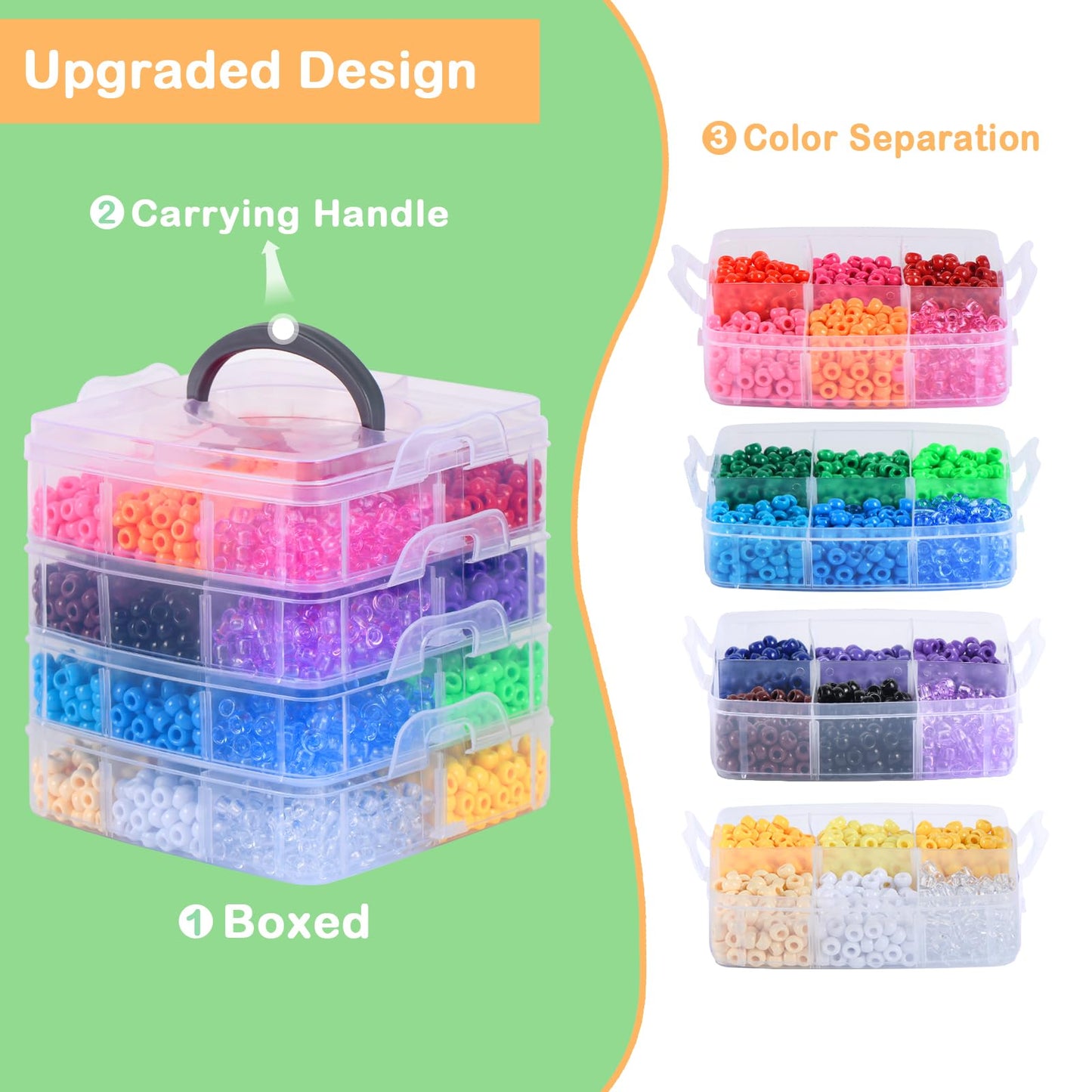 Simetufy 4200Pcs Pony Beads, 24 Colors Beads for Bracelets Making, Pony Beads Bulk for Hair Beads, Kandi Friendship Bracelet Beads for Craft, DIY Jewelry Making, Chirstmas Gifts (Boxed)