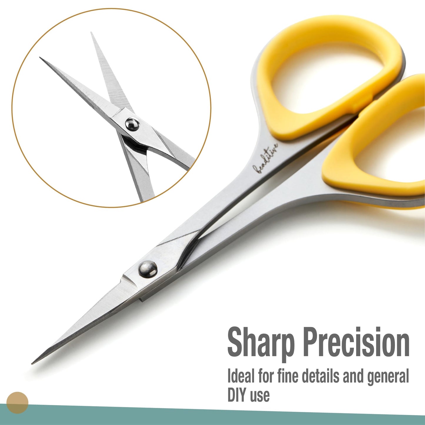 Sewing and Embroidery Scissors Set (2 pcs) Curved and Straight, Sharp, Stainless-Steel Design | Precision Tips, Ergonomic Rubber Handle Grip | Small, Compact DIY Use (Extra Sharp)
