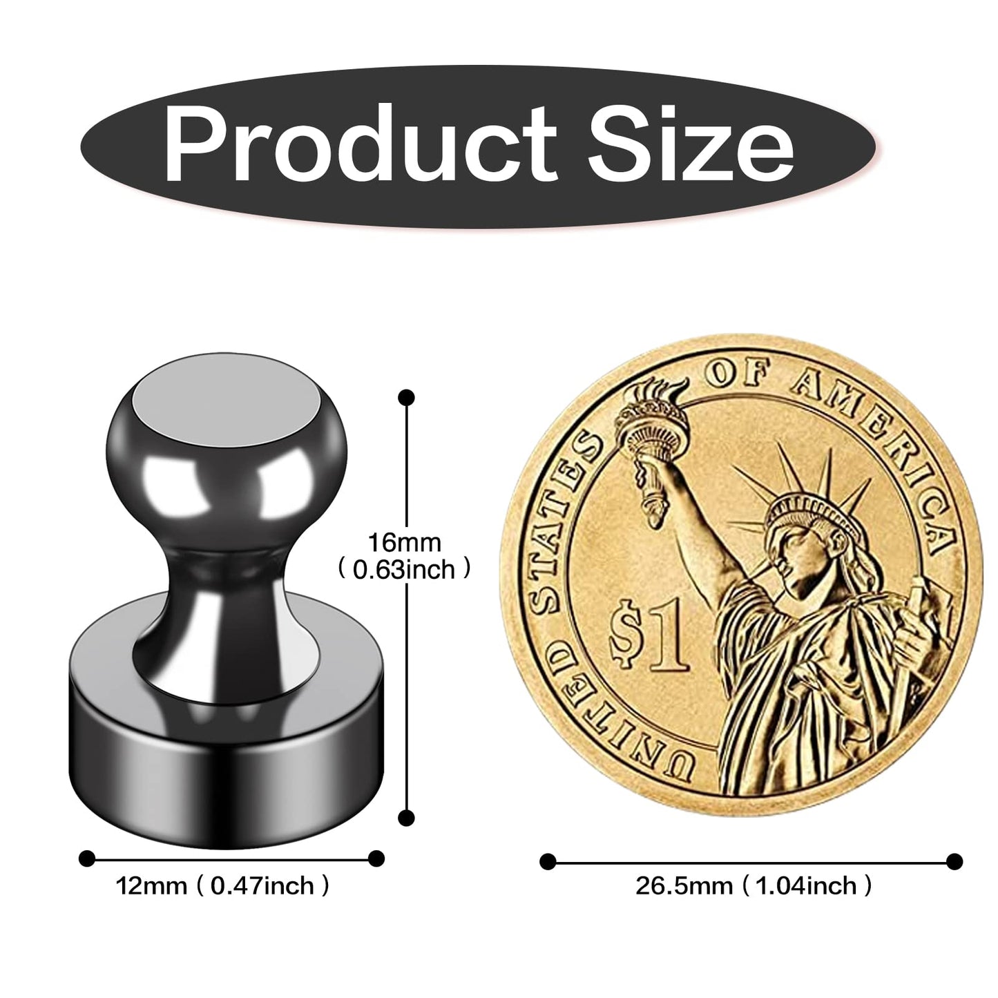 LOVIMAG 16Pcs Strong Fridge Magnets,Black Refrigerator Magnets, Push Pin Magnets,Strong Whiteboard Magnets for Map Pins, Kitchen, Office, School, Adults,Thumb Tacks Magnets,Dry Erase Magnets