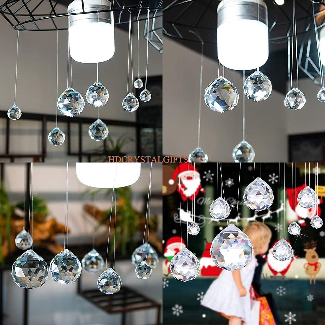 24pcs Clear Crystal Ball Prism Suncatcher Rainbow Pendants Maker,20mm