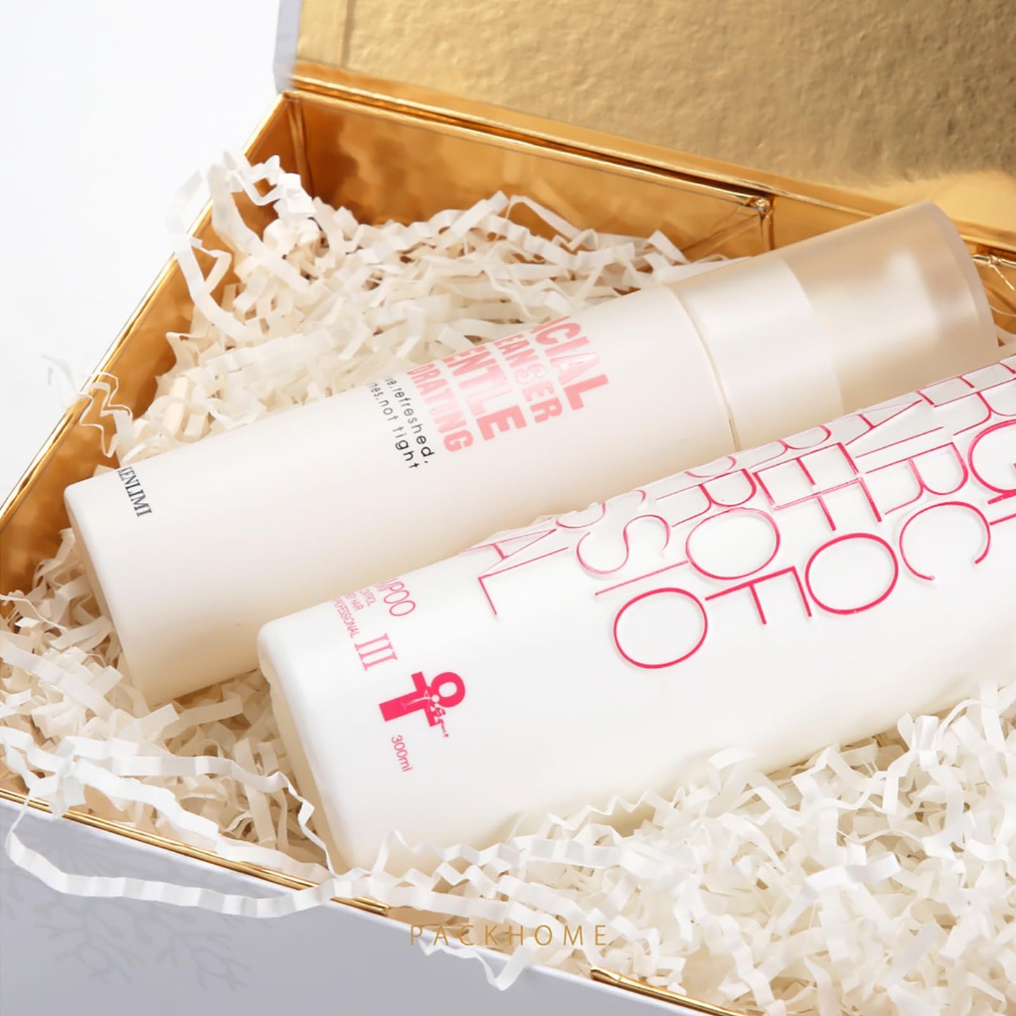 PACKHOME Christmas Gift Box with Lid 9x6.5x3.8 Inches, Rectangle Collapsible Box with Magnetic Lid for Gift Packaging (Gold Snowflake Pattern)