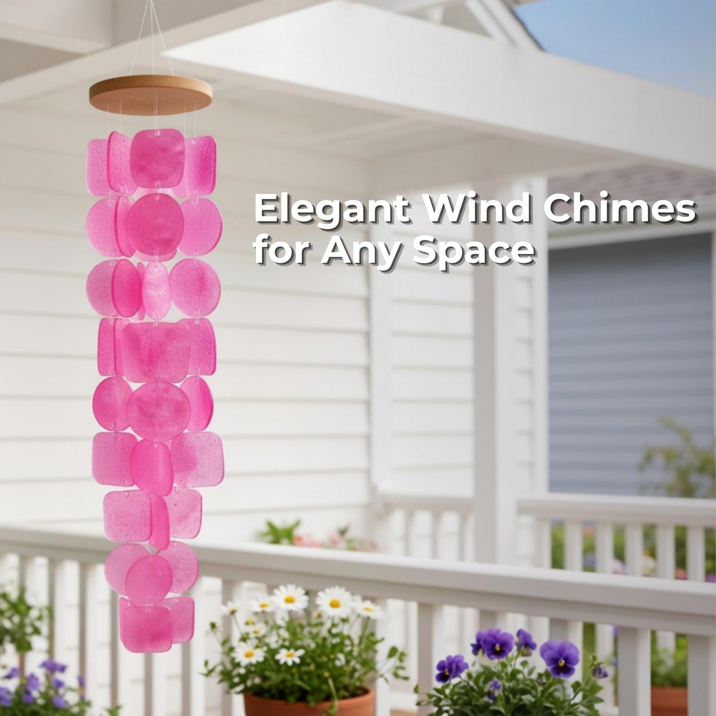 Solange & Frances Pink Capiz Shells Wind Chimes. Spring Decor Wind Chimes for Outside Garden Decor. Unique Birthday Gifts for Women, Gift for Women Ideas
