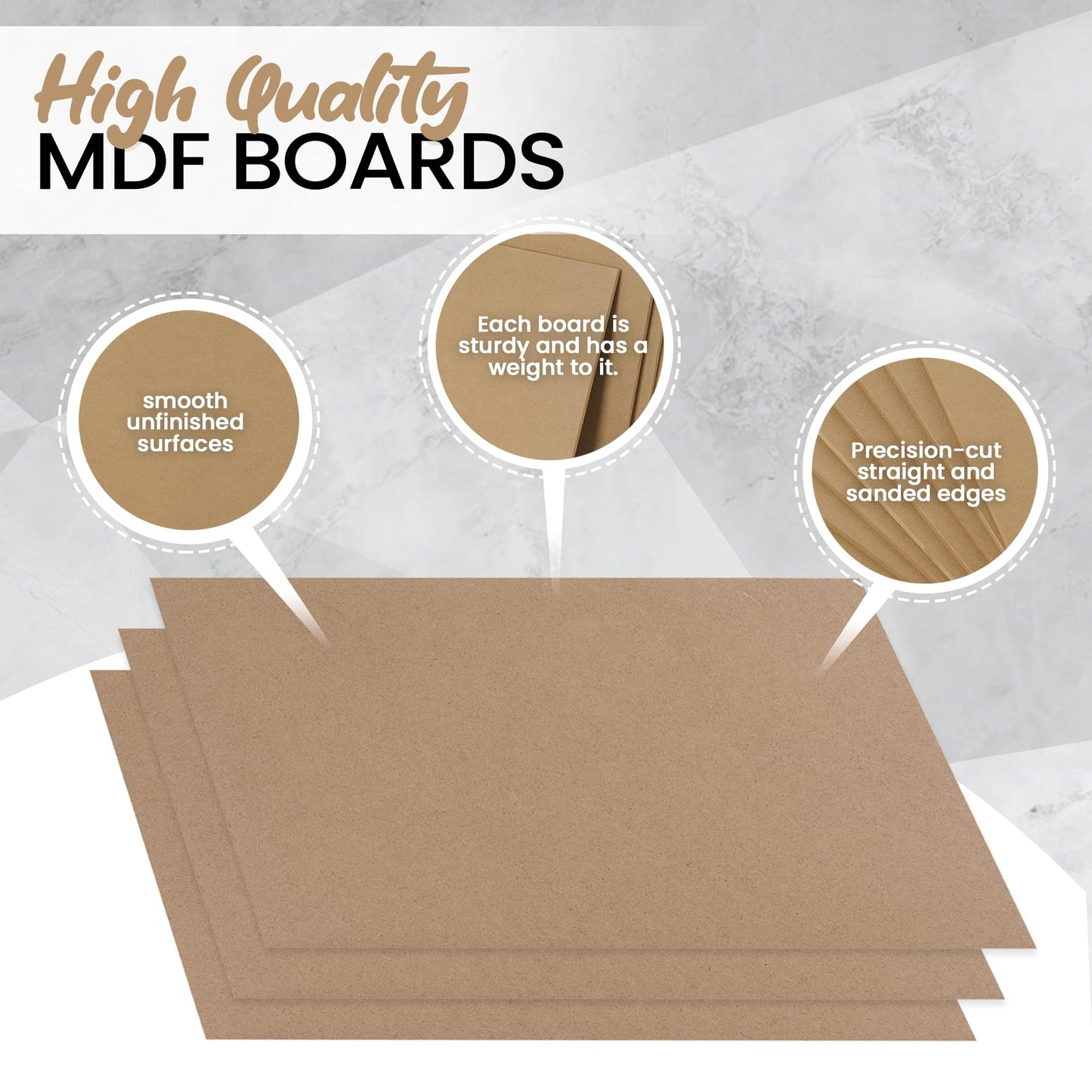 (8-Pack) CalPalmy 8” x 10” MDF Boards - 2mm Thick Boards for Carpentry, Interior Design, Hobby Crafts, and More - with Smooth, Unfinished Sides and Sanded Edges
