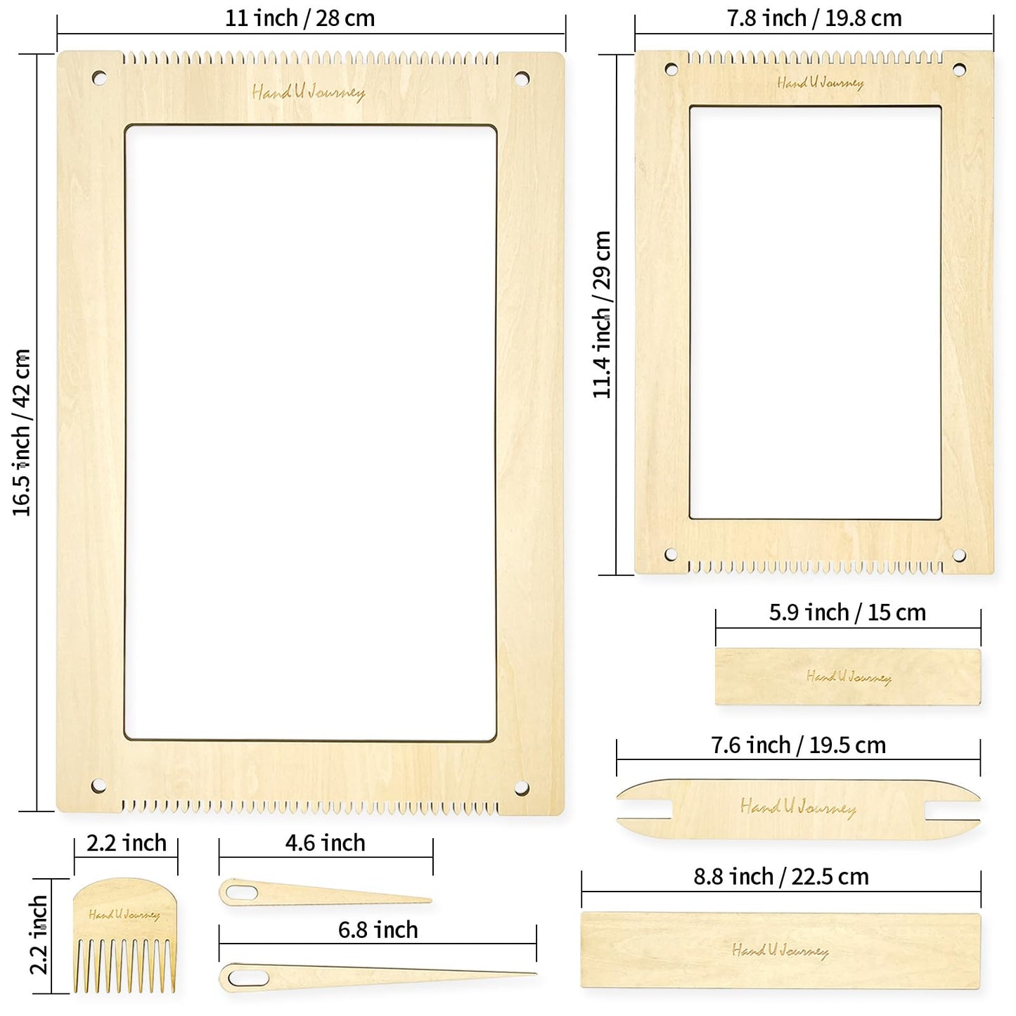 Wool Queen Rectangle Weaving Loom Kit - 2 Sets with Weaving Needles and Tools, Perfect for Beginners and Weaving Enthusiasts, 11''x16.5'' and 7.8''x11.7'' Large Sizes
