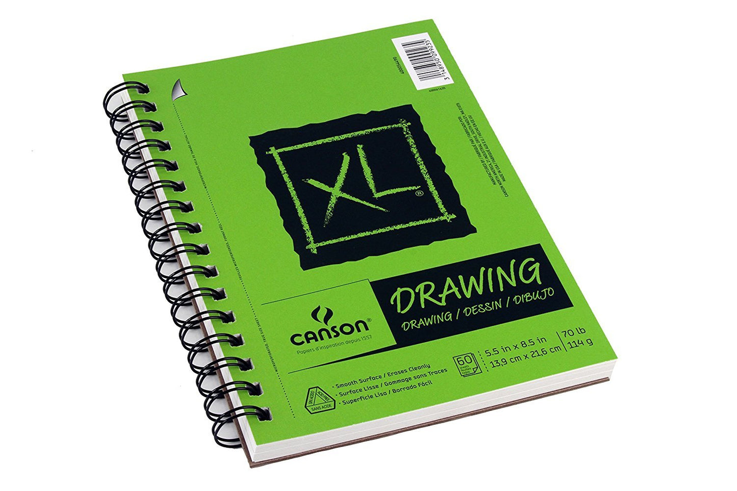 Canson XL Series Drawing Paper, Wirebound Pad, 5.5x8.5 inches, 60 Sheets (70lb/114g) - Artist Paper for Adults and Students - Charcoal, Colored Pencil, Ink, Pastel, Marker