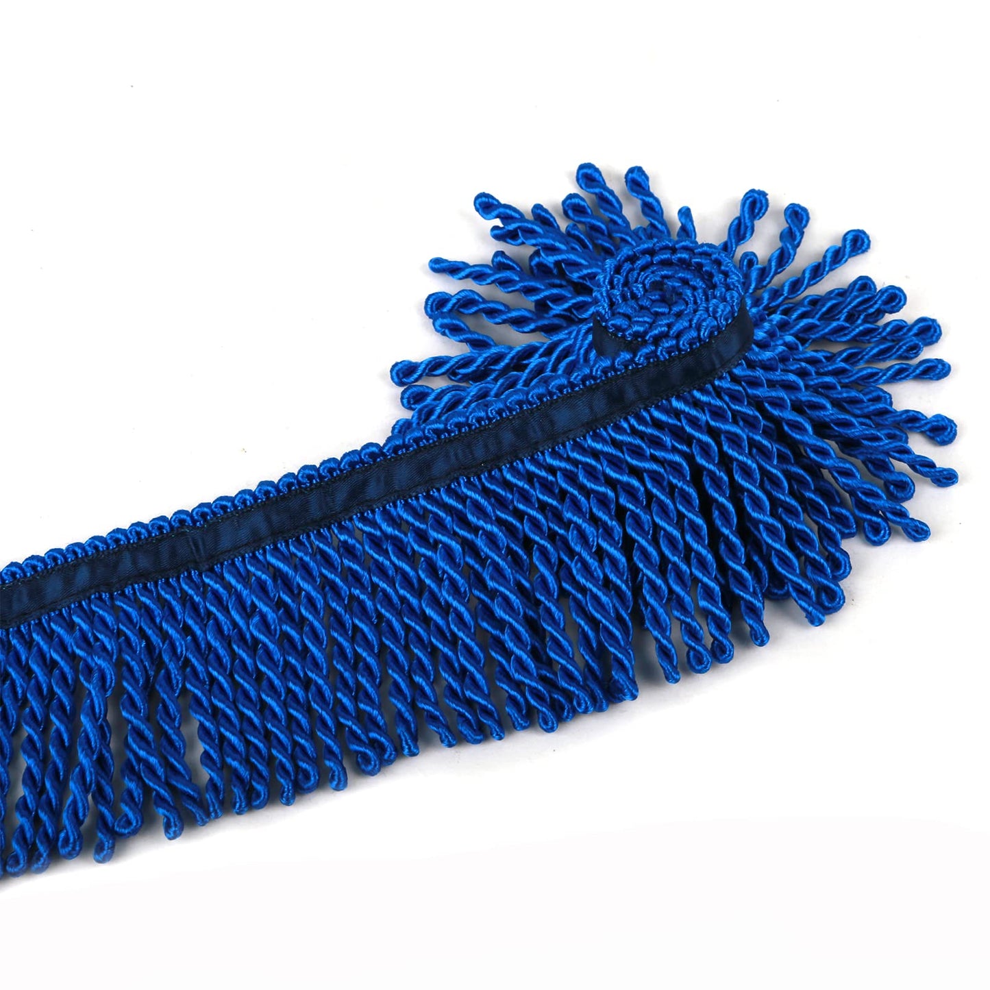 Bullion Fringe Trim and Embellishments 5/10 Yard X 2.5 Inches Fabric Trims Sewing DIY Decoration for Clothes Gold Hebrew Fringes with Blue Ribbon