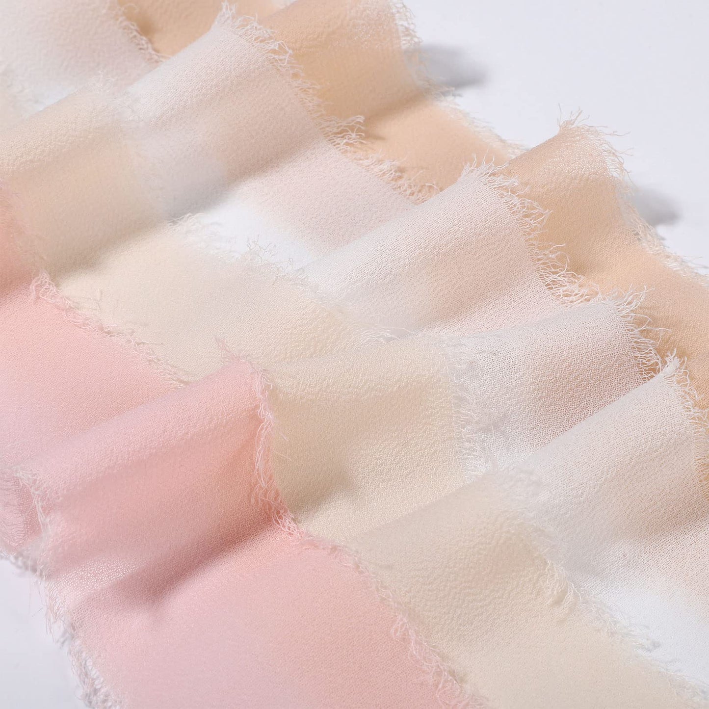 4 Rolls Pink & Cream Chiffon Ribbon for Gift Wrapping, 1.5 Inch × 8 Yards Pink Ribbon Valentines Ribbon for Wedding Party Valentine's Day Decorations, Flower Bouquet Wrapping, Pink Bows Making