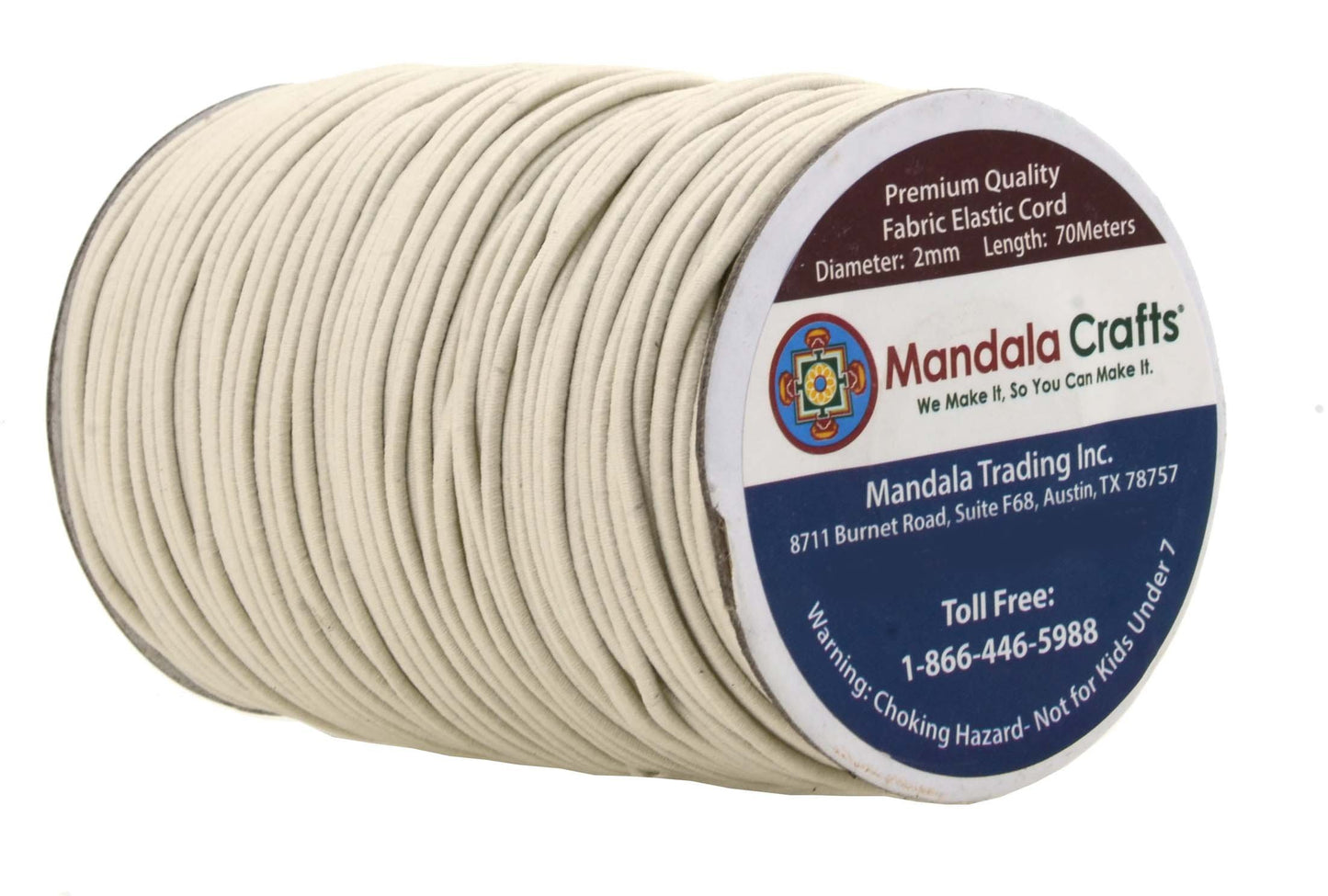 Mandala Crafts 2mm Cream Elastic Cord for Jewelry Making - 76 Yds Stretchy Cord Round Elastic Strings for Bracelets Making String - Stretchy String for Crafts Beading