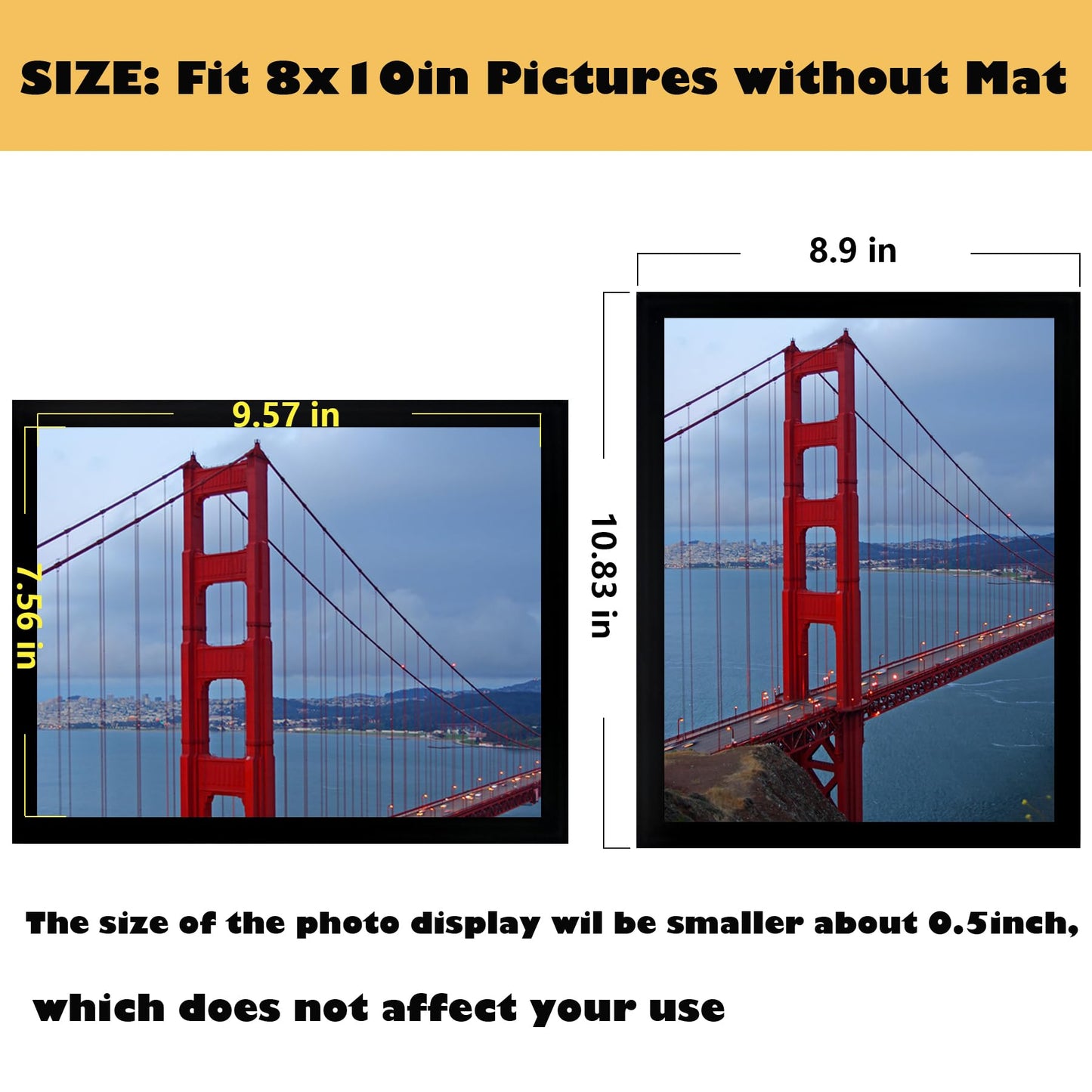 8x10 Picture Frame Wall Hanging Photo Frame, Black, 5 Pack