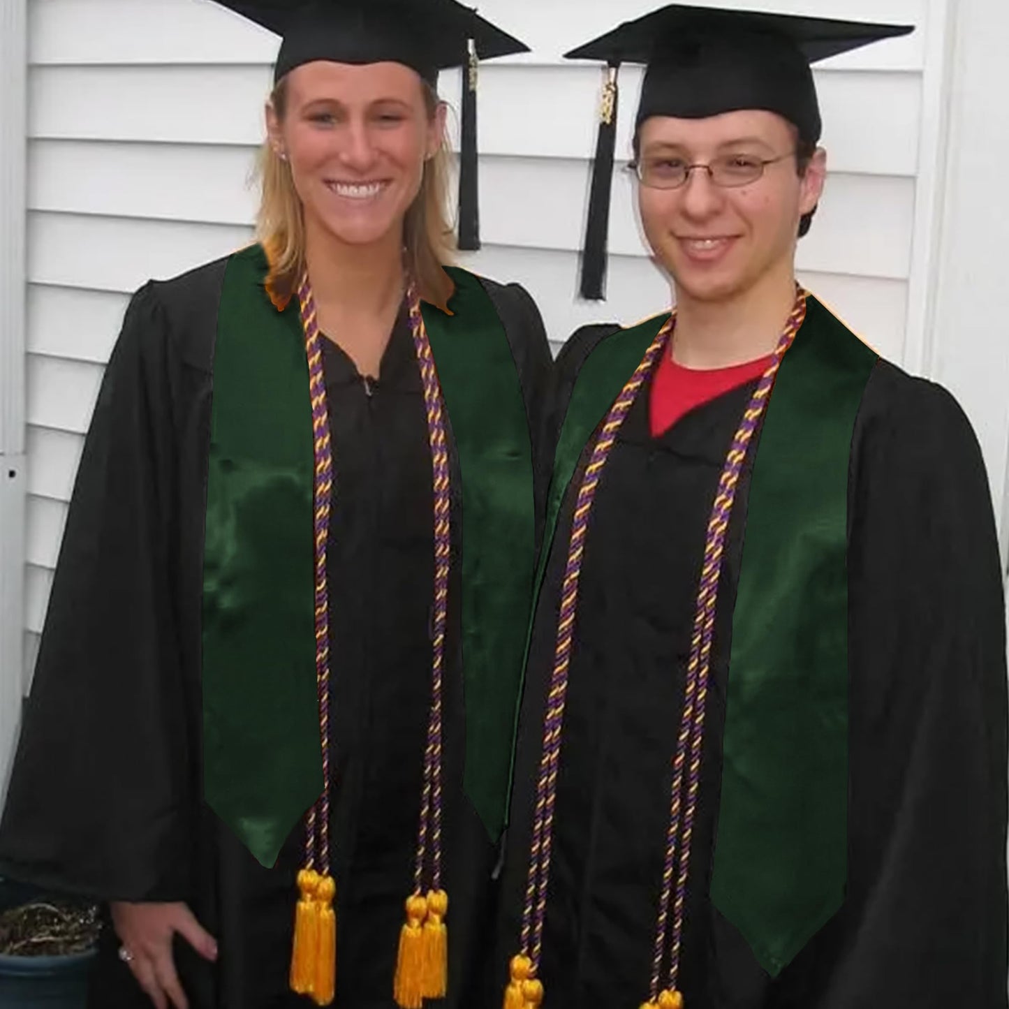 GraduationMall Unisex Adult Plain Graduation Stole 60" Forest Green
