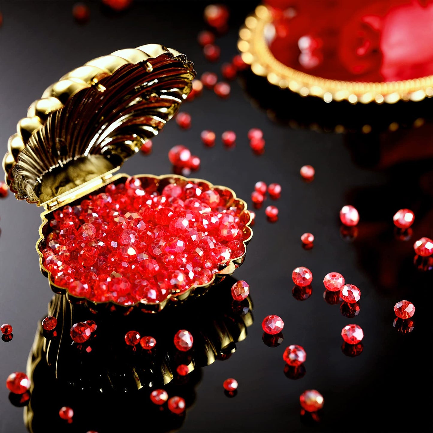 600 Pcs Crystal Glass Beads for Jewelry Making Bulk Faceted Gemstone Rondelle Loose Beads for Bracelet DIY Crafts 8 mm, 6 mm, 4 mm(Red AB Color)