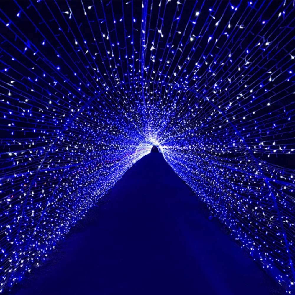 500 LED Christmas Lights, 164FT 8 Twinkle Modes Plug in Waterproof Extra Long Fairy Lights for Outdoor Christmas Tree Lights Party Garden Decorations (Blue and White)
