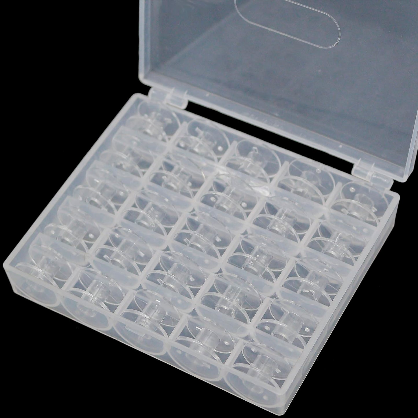 YEQIN 25 Pcs Bobbins for Sewing Machine, Sewing Bobbins with Case, Sa156 Bobbins, Bobbins Class 15, Plastic Bobbins Compatible with Brother Singer Sewing and Embroidery Machine (25 Bobbins with Box)