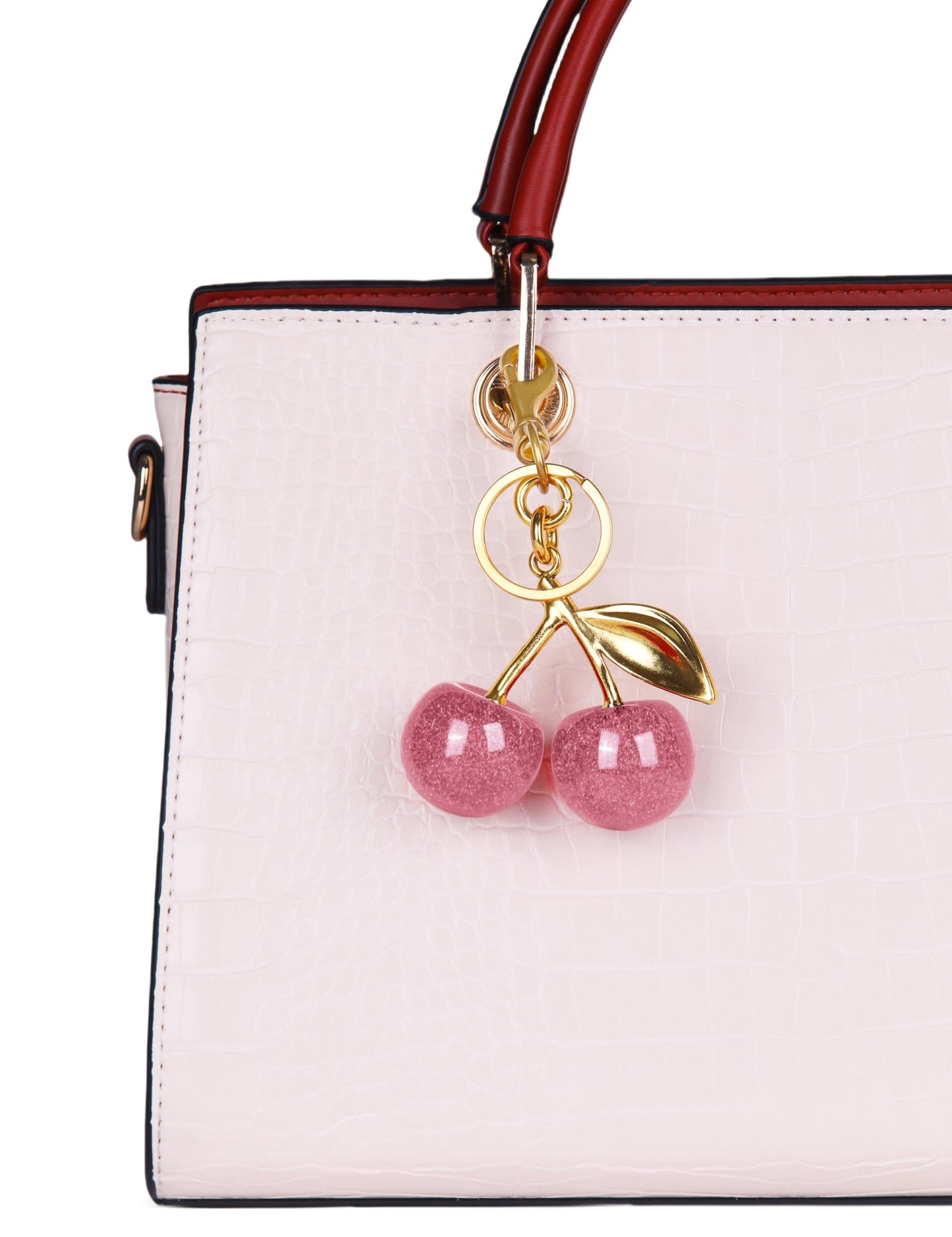 OVRUNS Cherry Bag Charm Cute Cherry Accessories Sparkling Purse Keychian Charms for Women