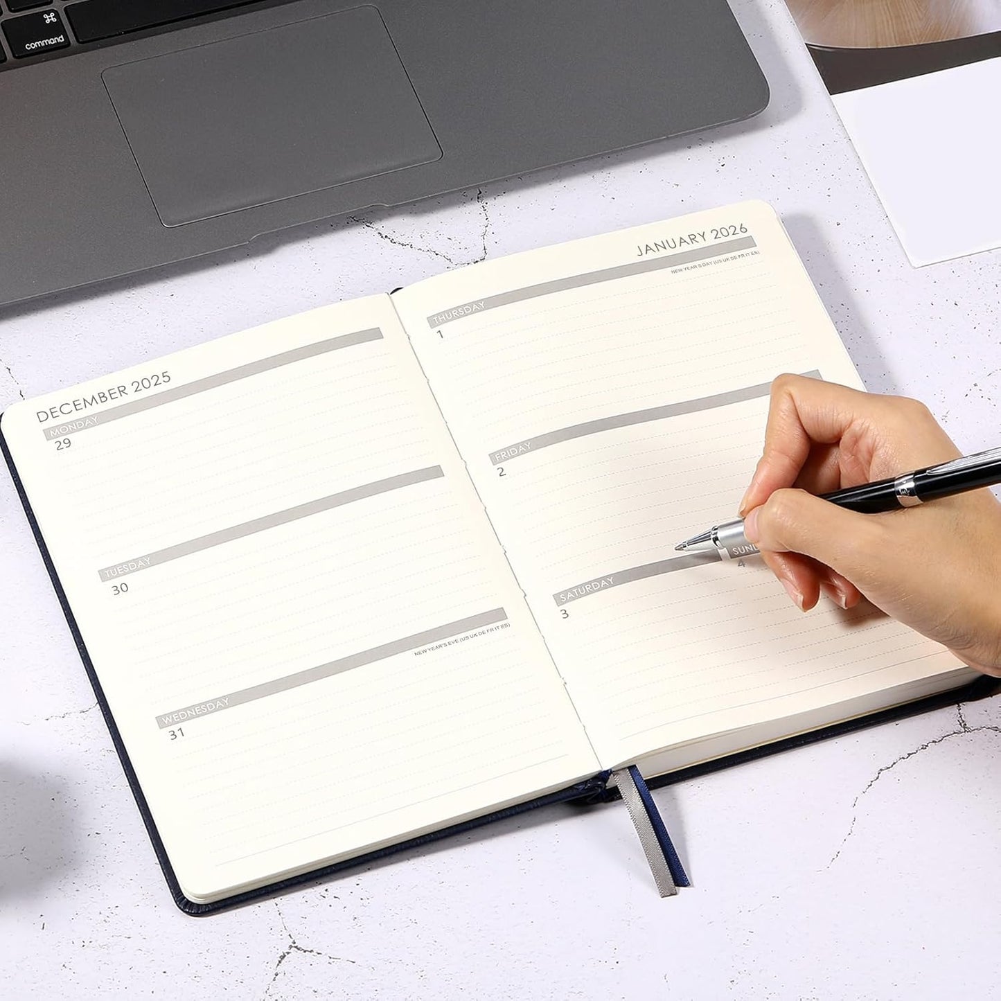 Planner 2025-2026 Weekly and Monthly with Stickers, 5.7" X 8.2", July 2025 - June 2026, 2025-2026 Calendar Planner, Pen Holder, Inner Pocket, 44 Notes Pages - Blue