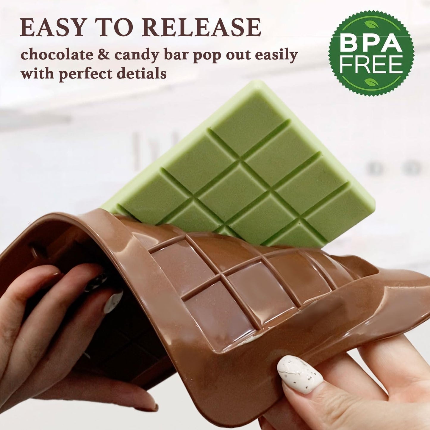 Chocolate Bar Molds Silicone Classic 4 Pack, Snap Candy Bars Making Kit Fondant Mould Set, BPA Free Soy Candle Wax Melt Durable Mold Easy Release Non-Stick for Protein and Energy DIY Handmade Gifts