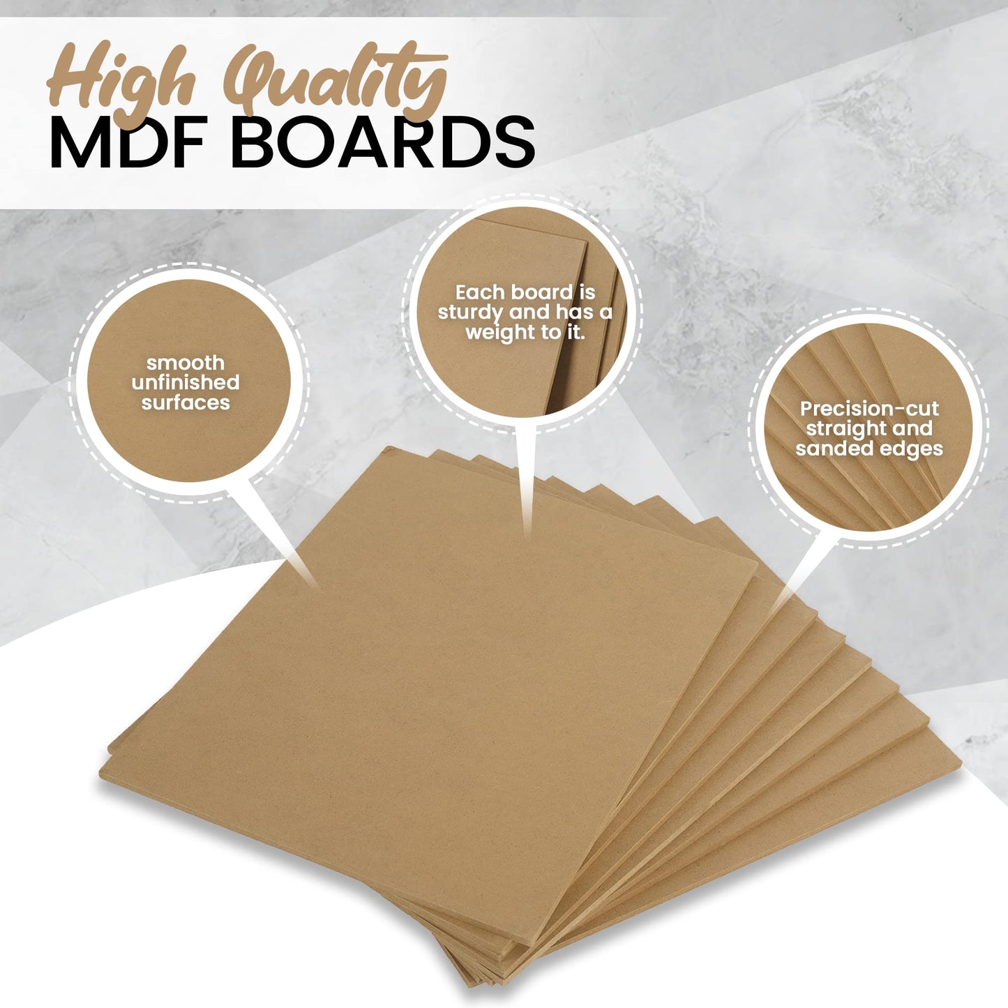 (8-Pack) CalPalmy 11” x 14” MDF Boards - 1/4” Thick Boards for Carpentry, Interior Design, Hobby Crafts, and More - with Smooth, Unfinished Sides and Sanded Edges