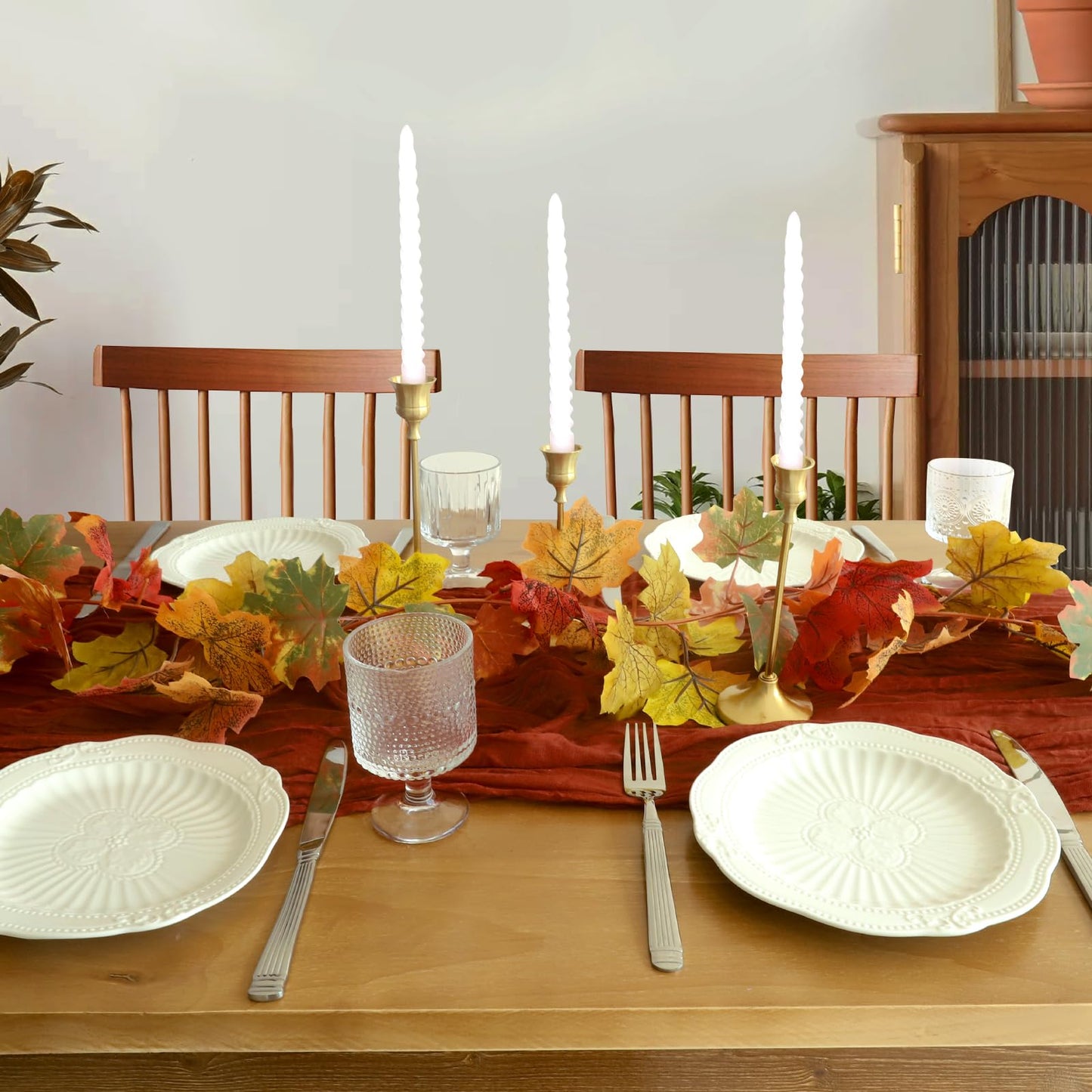 Fall Table Runner, 10FT Thanksgiving Cheesecloth Table Runner 35*120inch Terracotta Table Runners for Fall Wedding Baby Shower Friendsgiving Thanksgivig Home Kitchen Table Decorations